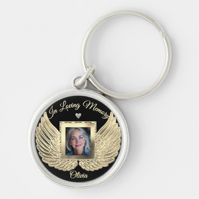 Chaveiro Asas de Anjo Memorial Personalizadas Adicionar Fot (Frente)