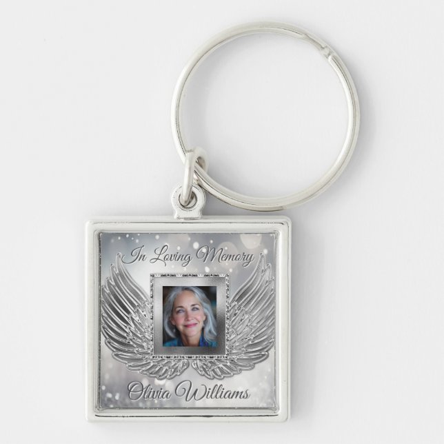 Chaveiro Asas de Anjo Memorial Personalizadas Adicionar Fot (Frente)