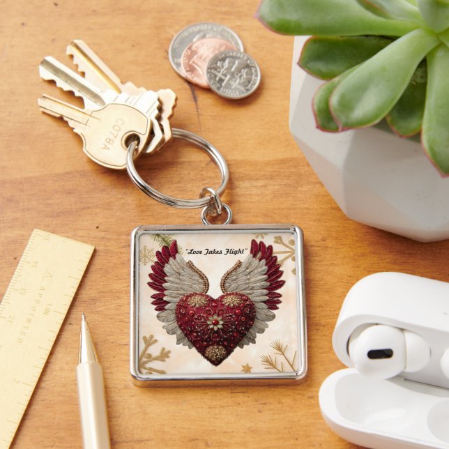 Chaveiro "Asas de Coração de São Valentim" (Mesa)