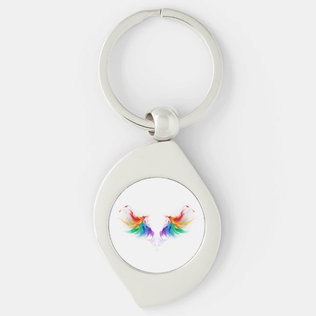 Chaveiro Asas Fluffy Rainbow (Frente)