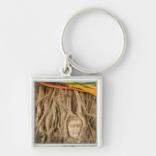 Chaveiro Ásia, Tailândia, Sião, Buda em árvores ruins e