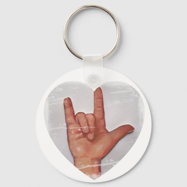 CHAVEIRO ASL "EU AMO VOCÊ" FORMA CARDÍACA #2 (Frente)