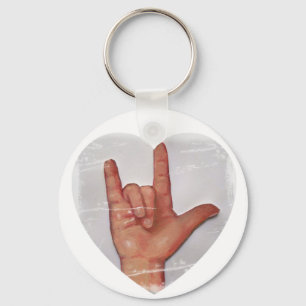 CHAVEIRO ASL "EU TE AMO" FORMA #2 DO CORAÇÃO