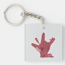 Chaveiro ASL ILY Design - Love Wounded But Still Strong