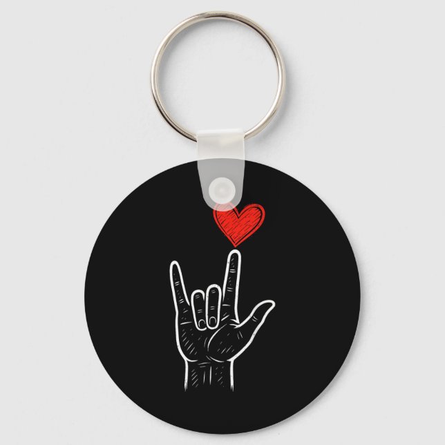 Chaveiro Asl Love Hand Sign Heart Valentines Day Mens Women (Frente)
