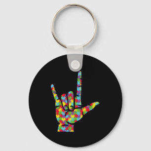 Chaveiro ASL Love Sign Language Autismo Sensibilização