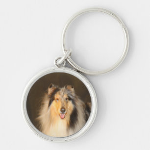 Chaveiro áspero do Collie de Bluemerle redondo