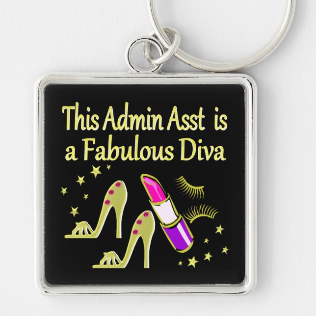 Chaveiro ASSISTENTE DE ADMIN DO GLITZY Dourado DIVA DESIGN (Frente)