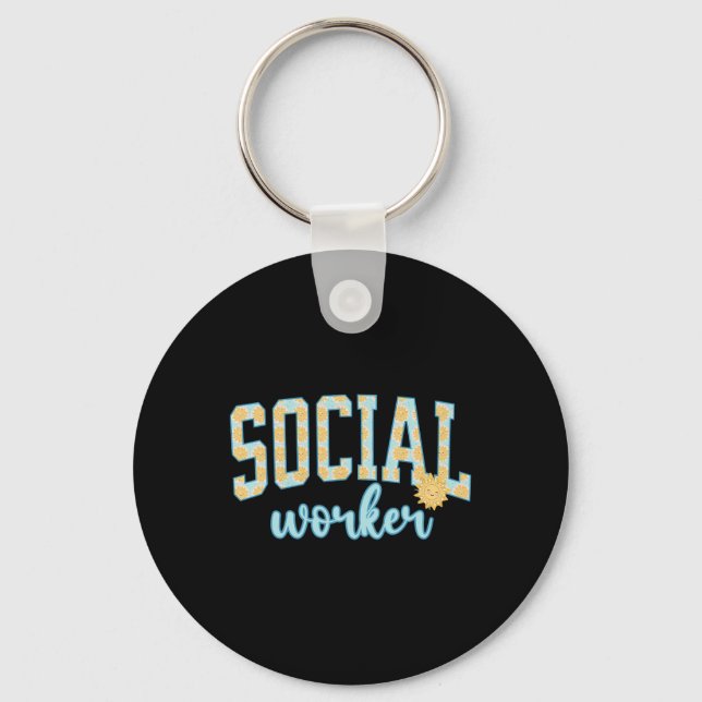 Chaveiro Assistente Social Sol Brilhante Férias de Verão Pr (Frente)
