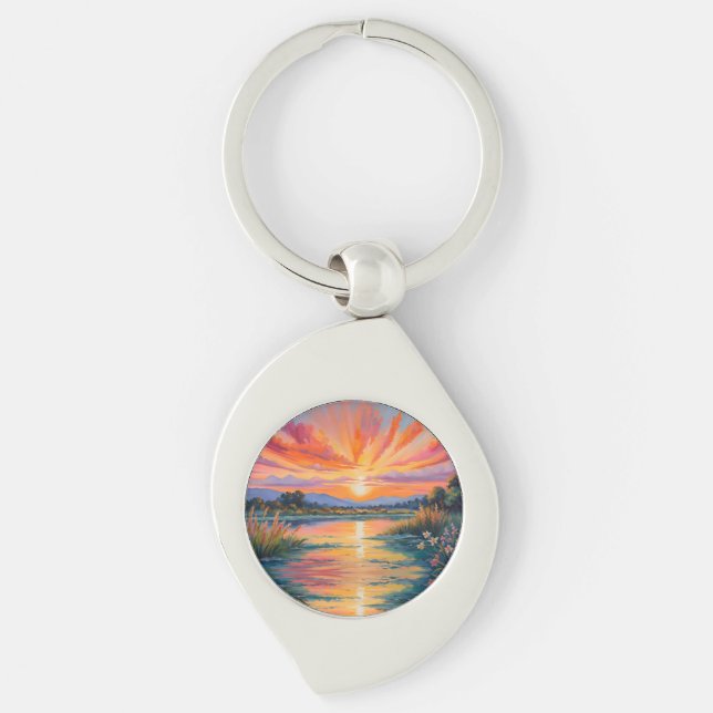 Chaveiro Assobe-sol na aquarela do lago (Frente)