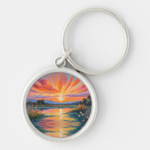 Chaveiro Assobe-sol na aquarela do lago