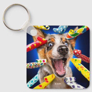 Chaveiro Assopradores de Festa de Cachorro Feliz