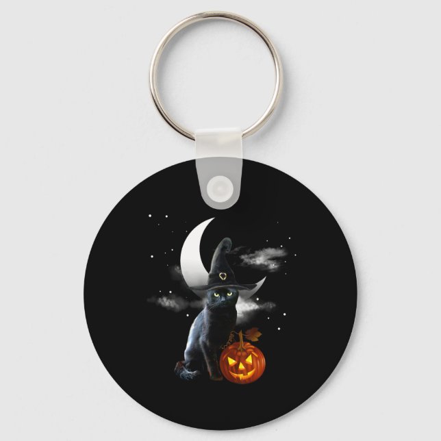 Chaveiro Assustador Halloween Black Witch Hat E Pumpkin (Frente)