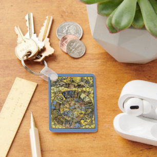 Chaveiro Astrologia Vintage, Renascença Roda Zodiaca, 1555