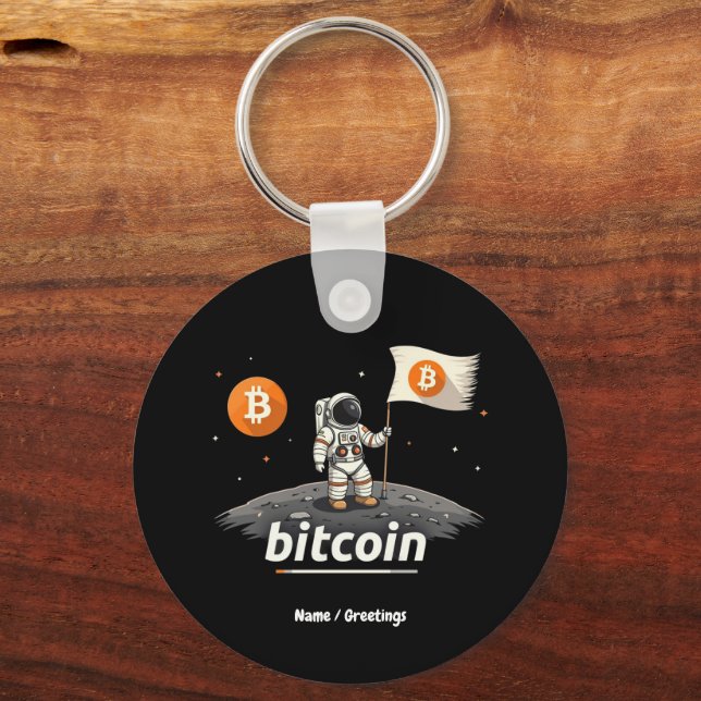 Chaveiro Astronauta da Lua Crypto Bitamt Design BTC (Frente)