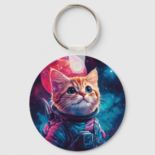 Chaveiro Astronauta de gato - espaço rosa