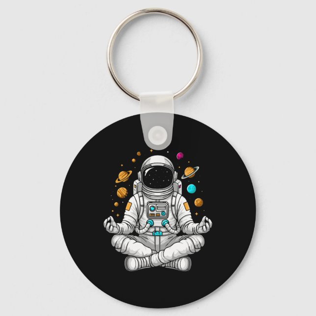 Chaveiro Astronauta Faz Pose de Yoga na Meditação Espacial  (Frente)