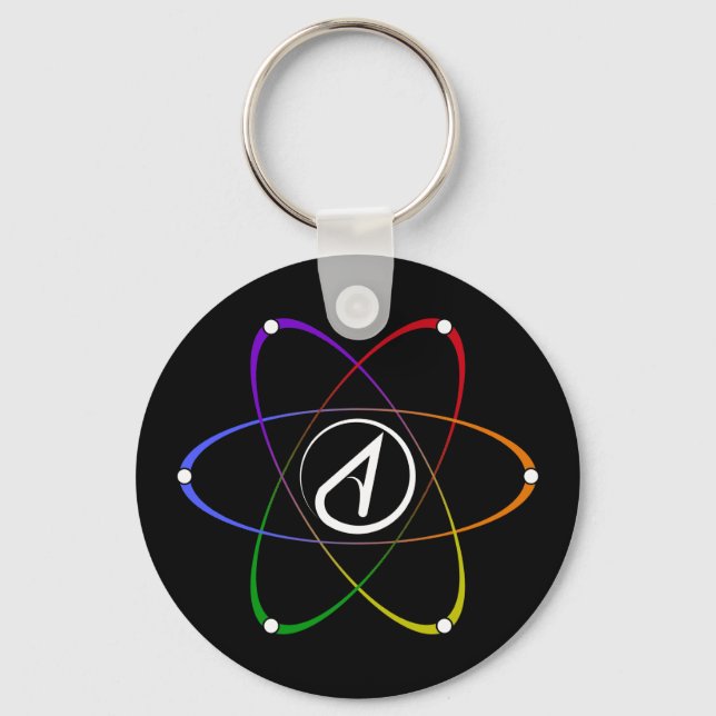 Chaveiro Atheist Atom Symbol Rainbow White (Frente)