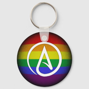 Chaveiro Atheist Symbol over Rainbow
