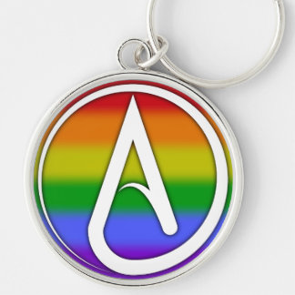 Chaveiro Atheist Symbol White over Rainbow