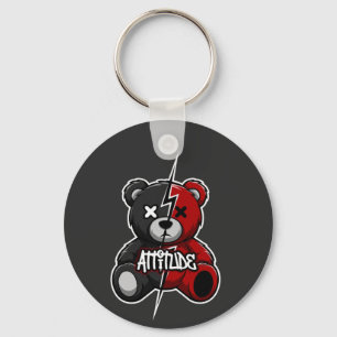 Chaveiro Atitude Urso Dividido   Tédio X-Olhos Grafite Tedd
