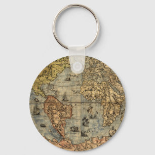 Chaveiro Atlas Histórico do Mapa Mundial Vintage