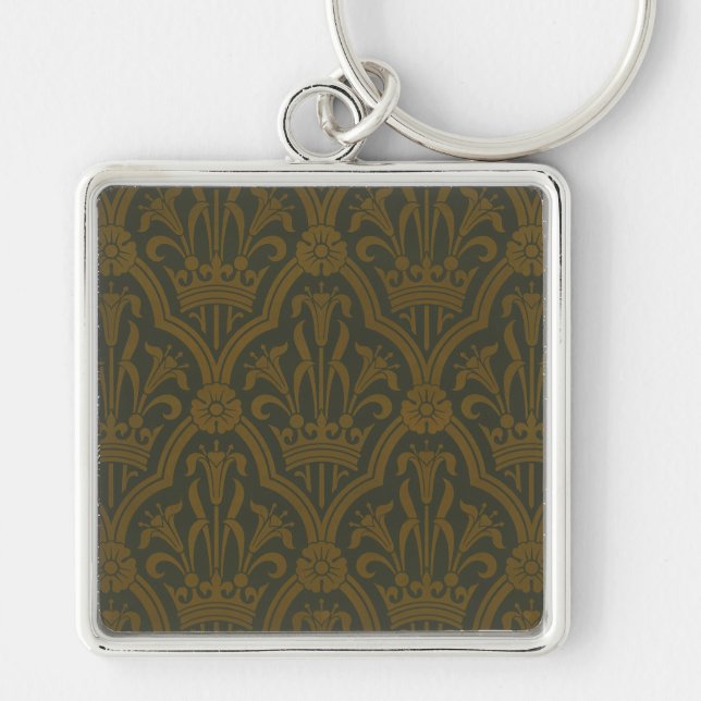 Chaveiro Audsley Ouro Antigo Lírio Coroa Verde Damask Arte (Frente)