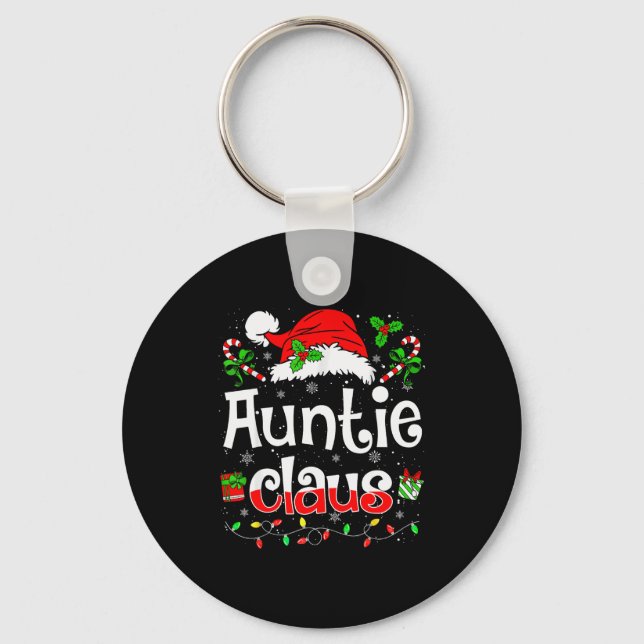 Chaveiro Auntie Claus Shirt Christmas Lights Pajama Family  (Frente)