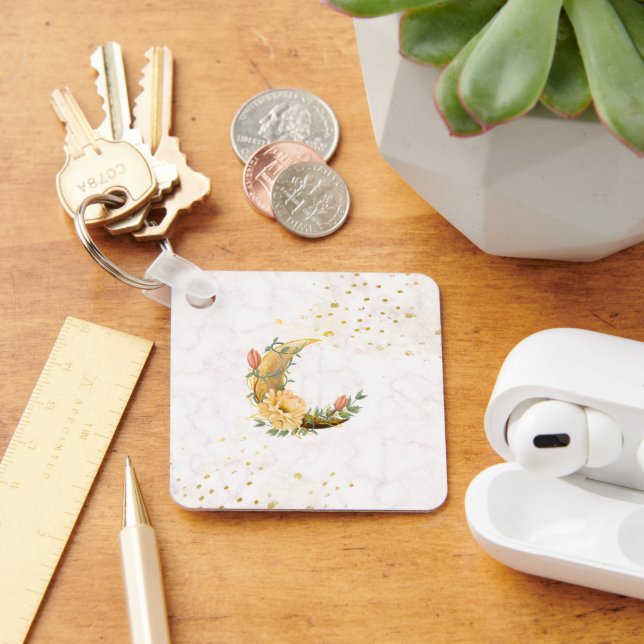 Chaveiro Aurora Fugaz, Crescente Botânico Dourado (Mesa)