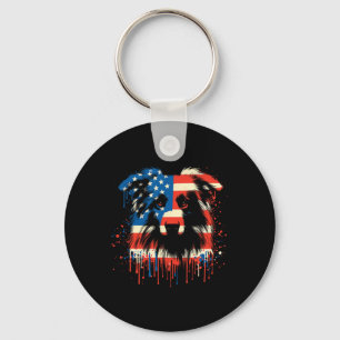 Chaveiro Australian Shepherd com gotejamento de tinta bande