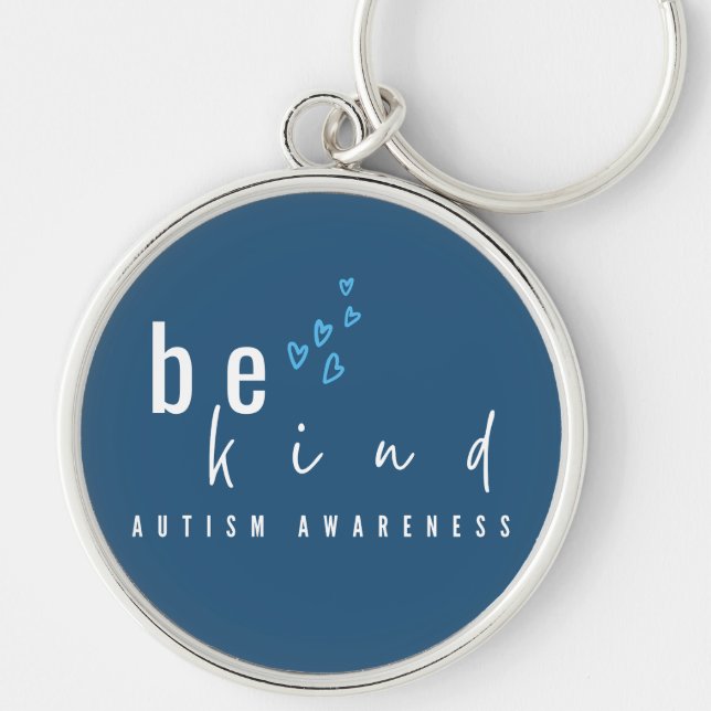 Chaveiro autism awareness be kind blue hearts modern  (Frente)