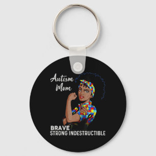Chaveiro Autism Awareness Strong Mom Afro Mother Black Wome