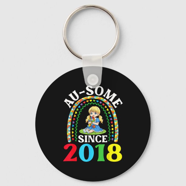Chaveiro Autism Awesome Ausome Since 2018 Awareness 8th Bir (Frente)