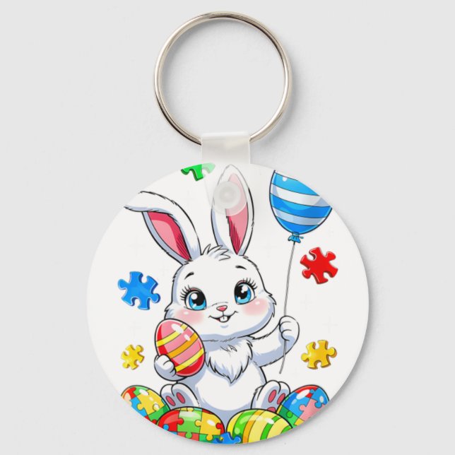 Chaveiro Autism Bunny Eggs Autism Awareness Easter Da (Frente)