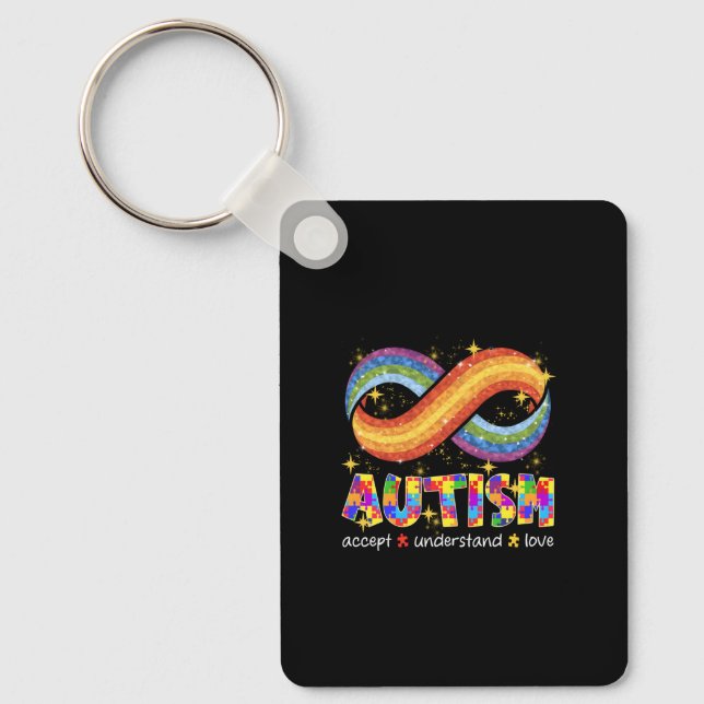 Chaveiro Autismo Aceitar Compreender Amor Arco-íris Infinit (Frente)