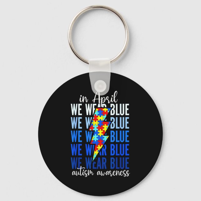 Chaveiro Autismo Arco-íris Em Abril Usamos Azul Conscientiz (Frente)
