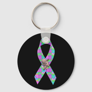 Chaveiro Autismo Awarness Angel Quebra-cabeça peças Fita Fi