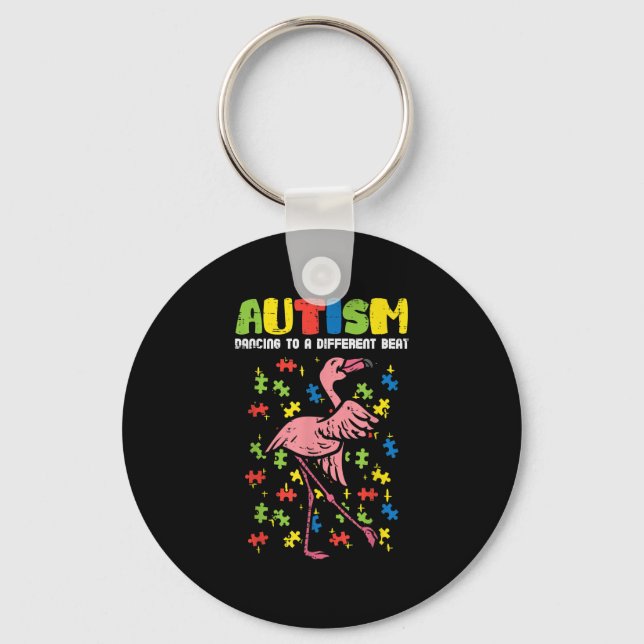 Chaveiro Autismo Dançando Diferente Bata Flamingo Cute (Frente)