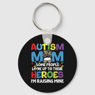 Chaveiro Autismo Mãe Levantando Herói Bagunça Mensagem Bun