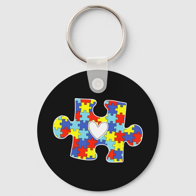Chaveiro Autismo Mãe Quebra-cabeça do Coração Piece Autismo (Frente)
