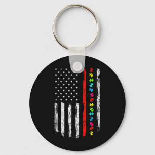 Chaveiro Autismo Sensibilização 4 de julho Thin Red Line Fi