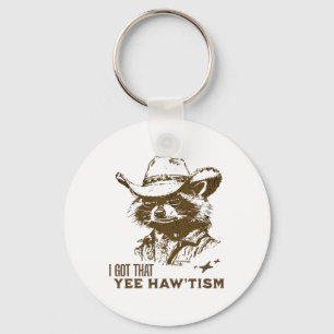 Chaveiro Autismo Sensibilização Cowboy Raccoon Eu Tenho Aqu