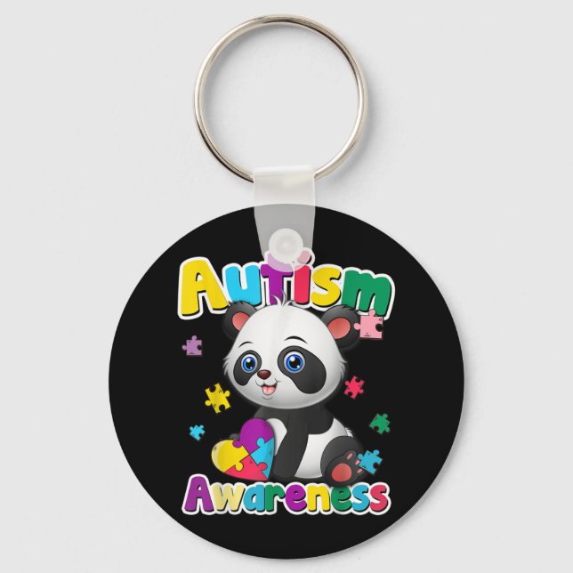 Chaveiro Autismo Sensibilização Panda Quebra-cabeça - Peças (Frente)