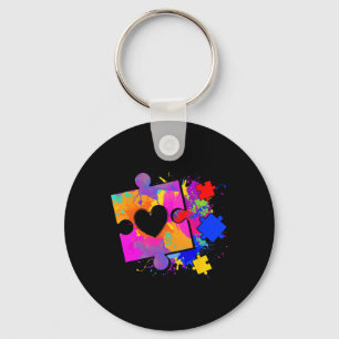 Chaveiro Autismo Sensibilização Tie Dye Quebra-cabeça Piece