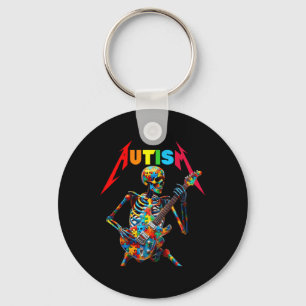 Chaveiro Autismo Skeleton Guitar Player Rock Music Autism A