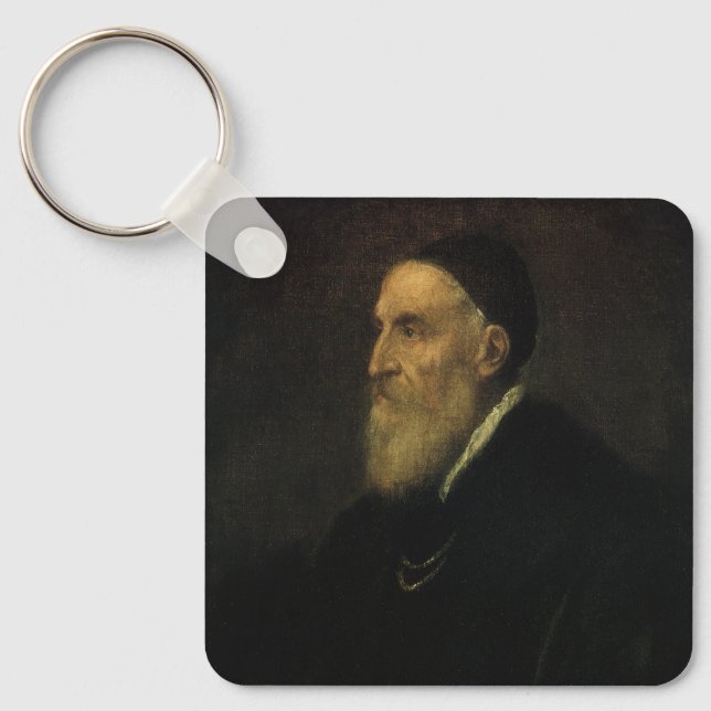 Chaveiro Autorretrato de Titian, Arte Renascentista Vintage (Frente)