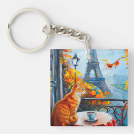 Chaveiro Autumn Parisiense | Ginger Cat em um café