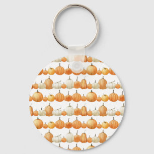 Chaveiro Autumn Pumpkin: Padrão de Ilustração de Aquarelas