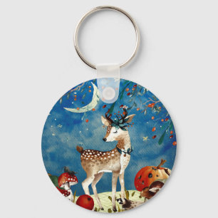 Chaveiro Autumn Woodland Friends Deer Forest Ilustration