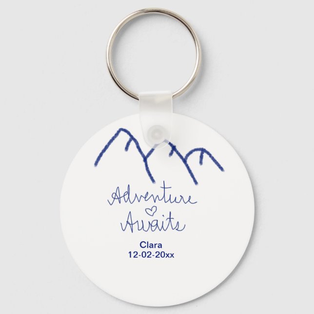 Chaveiro Aventura aguarda o nome do coração da montanha azu (Frente)
